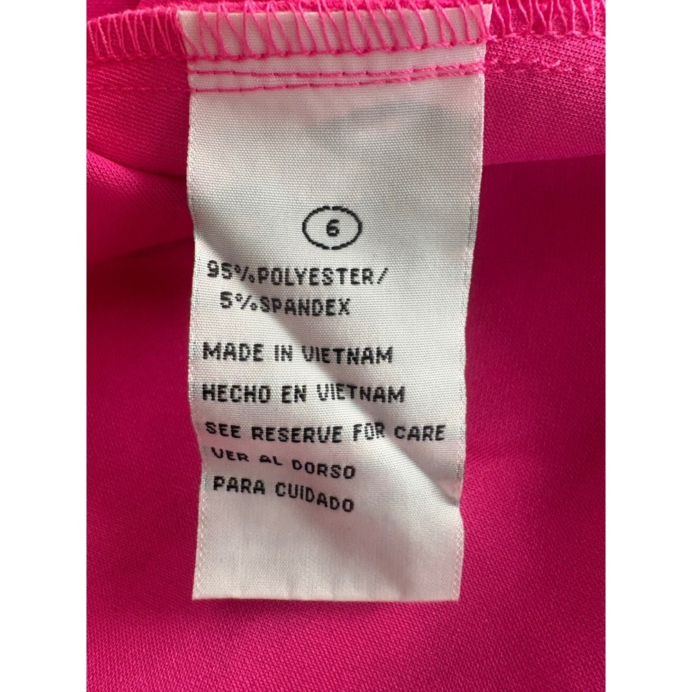 Shelby & Palmer Pink Faux Wrap Dress Flutter Sleeve Belted Midi Size 6 - Picture 5 of 6